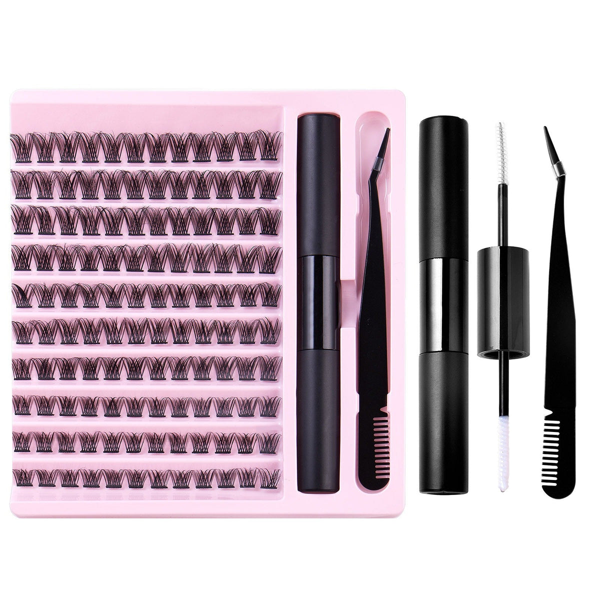 Eyelash DIY Eyelash Extensions Kit Private Label Lash Clusters DIY with Bond Seal Glue and Tweezers Set