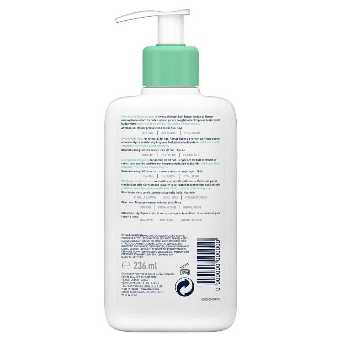 CeraVe Foaming Cleanser for Normal to Oily Skin - Gentle, Non-Comedogenic Facial Cleanser with Ceramides & Hyaluronic Acid